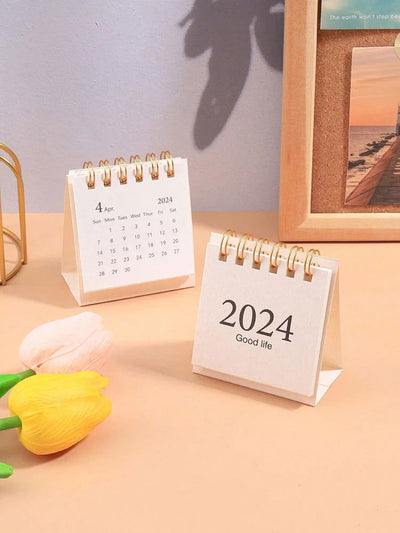 1 Piece Mini 2024 desk Calendar portable table ornament Calendar Student 2024 Agenda Plan Desk Calendar - Slobuy