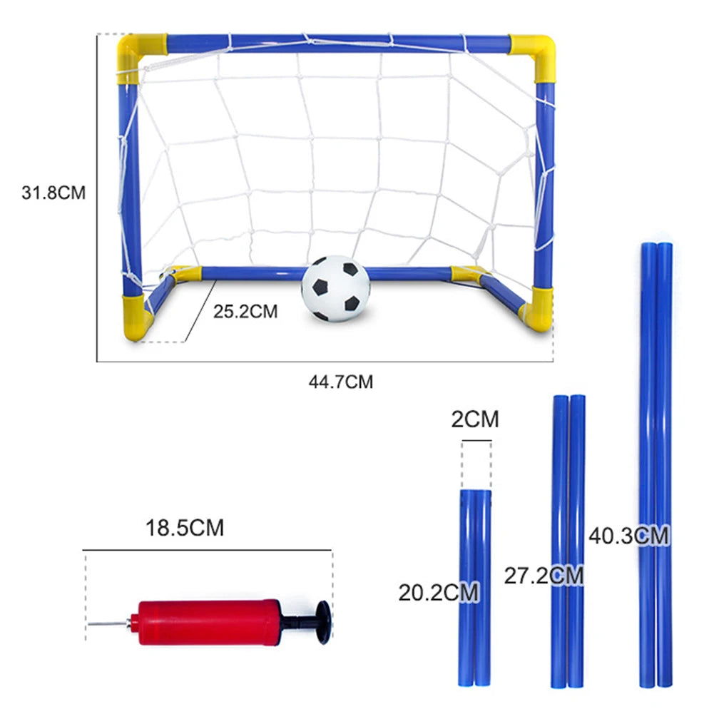1 Set Indoor Mini Folding Soccer Goal Post Net Set Pump Home Game Football Goal Post Frame Kit Child Game Toys - Slobuy