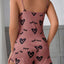 1 Set Soft Heart Print Pajama Set, Casual Sleeveless Crew Neck Cami Top & Bow Loose Shorts, Women's Loungewear & Sleepwear - Slobuy