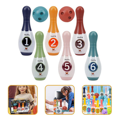 1 Set Toddler Bowling Toys Kids Colored Bowling Pin Bowling Balls Indoor Games Toys Supplies - Slobuy