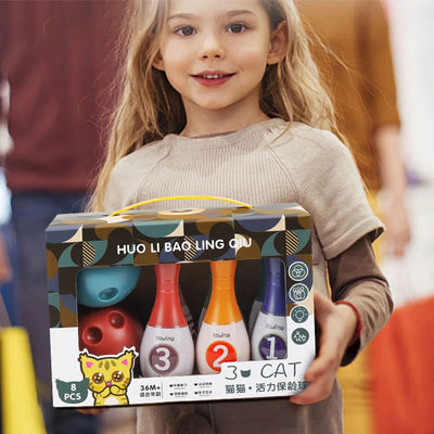 1 Set Toddler Bowling Toys Kids Colored Bowling Pin Bowling Balls Indoor Games Toys Supplies - Slobuy