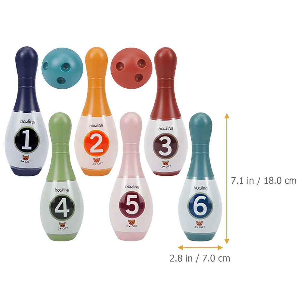 1 Set Toddler Bowling Toys Kids Colored Bowling Pin Bowling Balls Indoor Games Toys Supplies - Slobuy