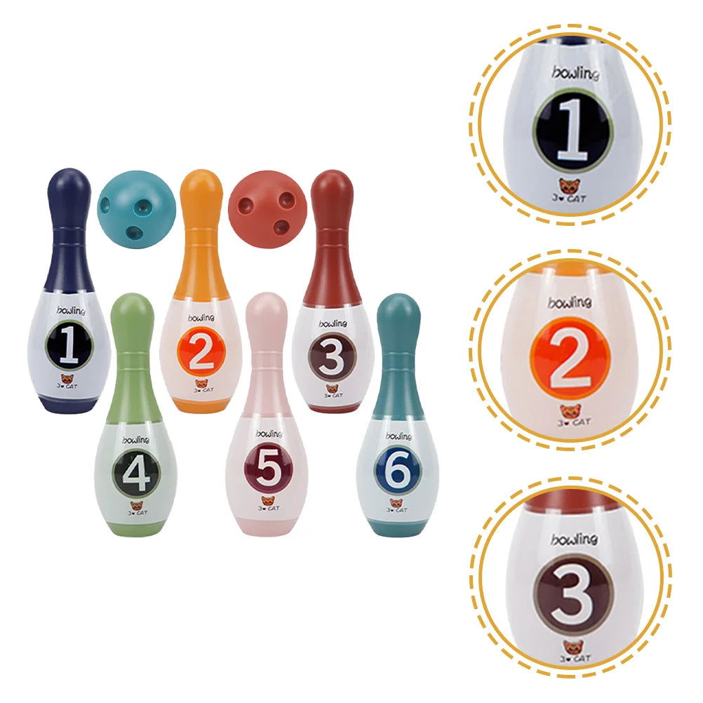 1 Set Toddler Bowling Toys Kids Colored Bowling Pin Bowling Balls Indoor Games Toys Supplies - Slobuy