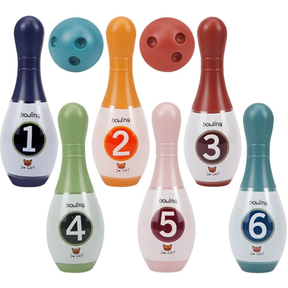 1 Set Toddler Bowling Toys Kids Colored Bowling Pin Bowling Balls Indoor Games Toys Supplies - Slobuy