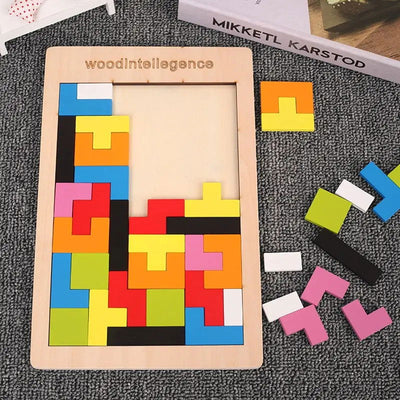 1 Set Wooden Puzzle Baby Early Education Fun Game Children Thinking Logic Square Toy Puzzle - Slobuy
