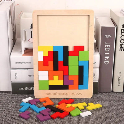 1 Set Wooden Puzzle Baby Early Education Fun Game Children Thinking Logic Square Toy Puzzle - Slobuy