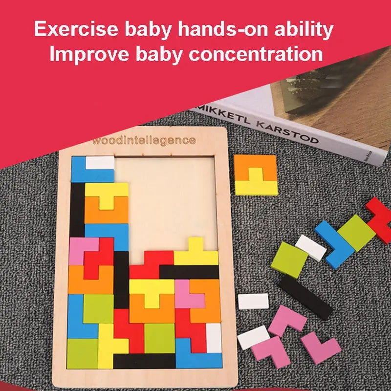 1 Set Wooden Puzzle Baby Early Education Fun Game Children Thinking Logic Square Toy Puzzle - Slobuy
