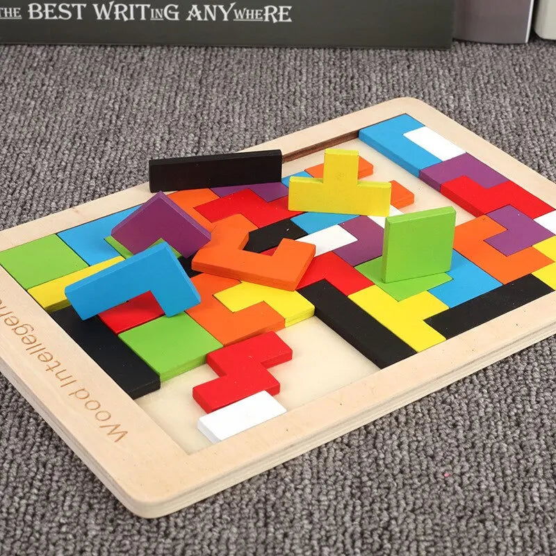 1 Set Wooden Puzzle Baby Early Education Fun Game Children Thinking Logic Square Toy Puzzle - Slobuy
