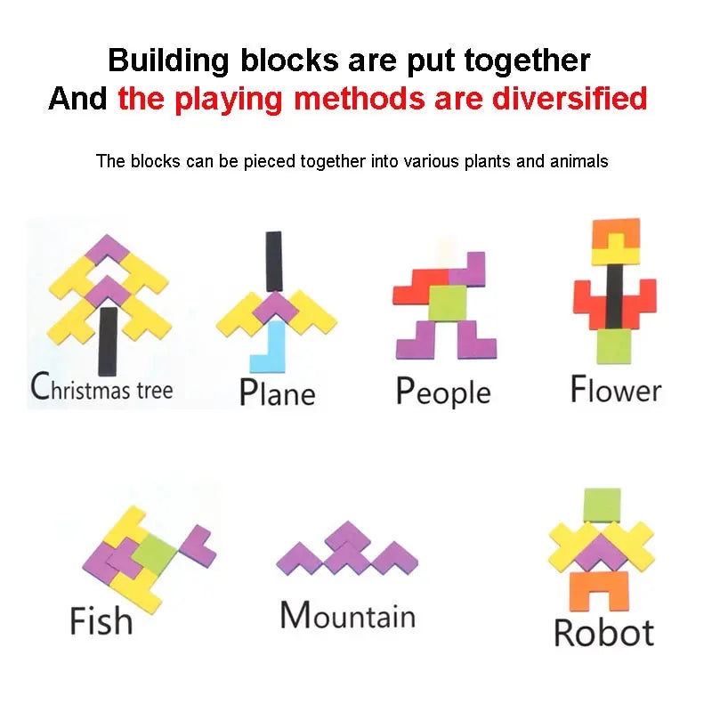 1 Set Wooden Puzzle Baby Early Education Fun Game Children Thinking Logic Square Toy Puzzle - Slobuy