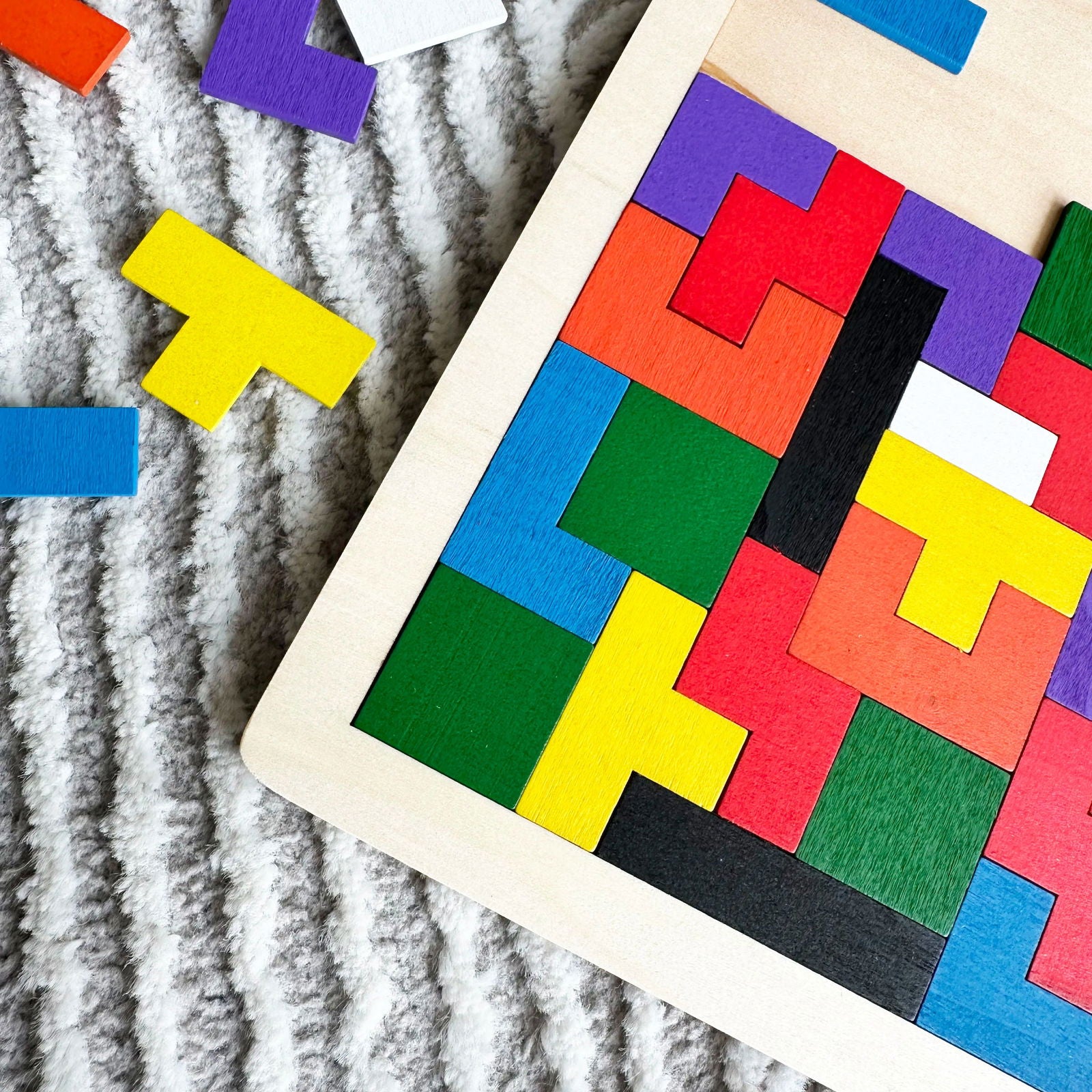 1 Set Wooden Puzzle Baby Early Education Fun Game Children Thinking Logic Square Toy Puzzle - Slobuy