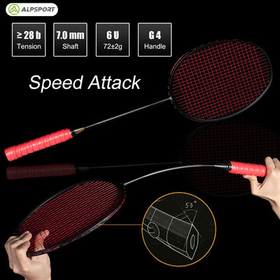 Alpsport XHP 2 pcs/1 batch 6U 72g Ultralight G4 T800 Original full carbon fiber 22-30lbs professional badminton racket - Slobuy