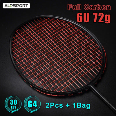 Alpsport XHP 2 pcs/1 batch 6U 72g Ultralight G4 T800 Original full carbon fiber 22-30lbs professional badminton racket - Slobuy