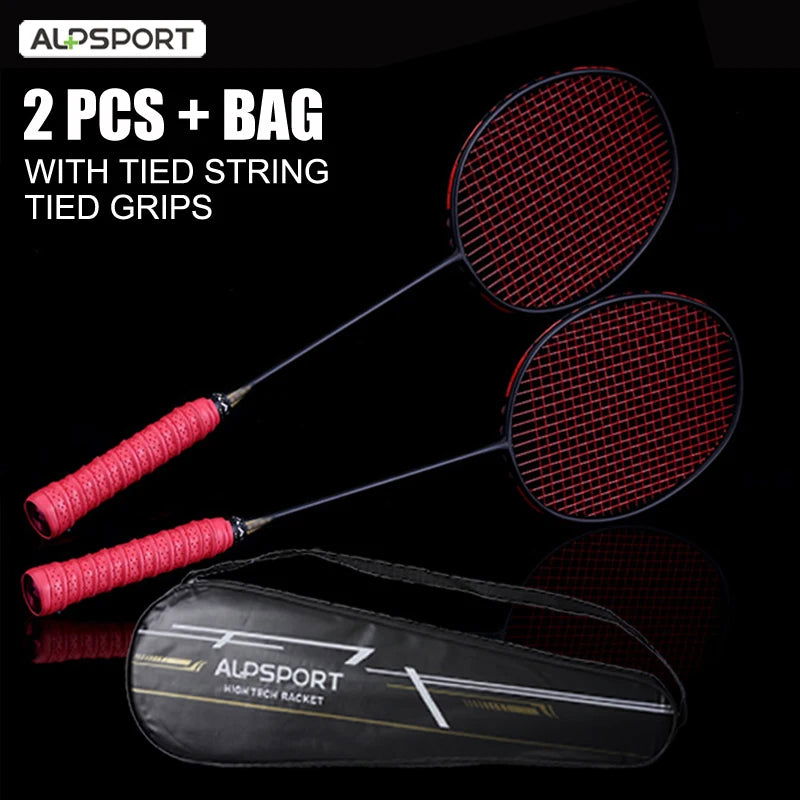 Alpsport XHP 2 pcs/1 batch 6U 72g Ultralight G4 T800 Original full carbon fiber 22-30lbs professional badminton racket - Slobuy