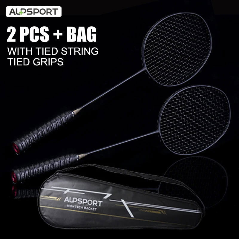Alpsport XHP 2 pcs/1 batch 6U 72g Ultralight G4 T800 Original full carbon fiber 22-30lbs professional badminton racket - Slobuy