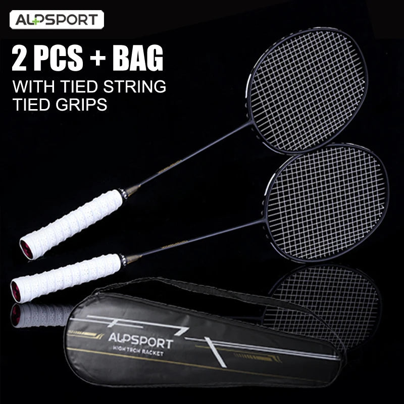 Alpsport XHP 2 pcs/1 batch 6U 72g Ultralight G4 T800 Original full carbon fiber 22-30lbs professional badminton racket - Slobuy