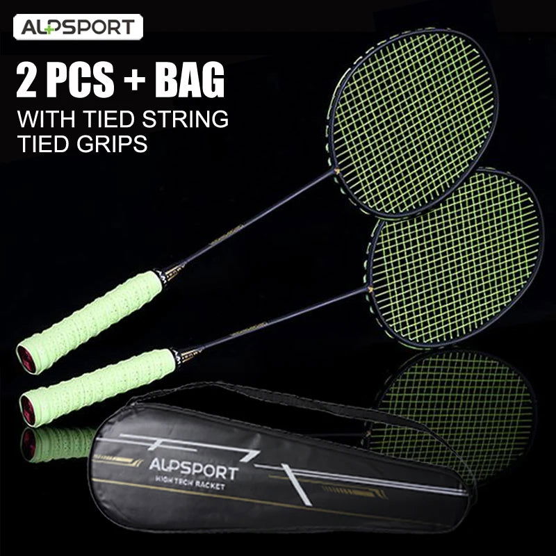 Alpsport XHP 2 pcs/1 batch 6U 72g Ultralight G4 T800 Original full carbon fiber 22-30lbs professional badminton racket - Slobuy