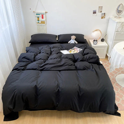 1 pc Black Color Duvet Cover 220X240 For Double Bed Plain Quilt Cover Queen Size housse de couette 200x200 without pillowcase - Slobuy