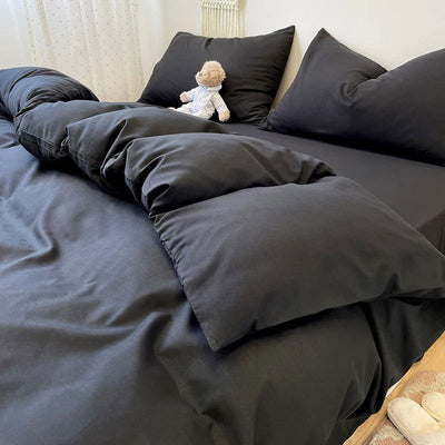 1 pc Black Color Duvet Cover 220X240 For Double Bed Plain Quilt Cover Queen Size housse de couette 200x200 without pillowcase - Slobuy
