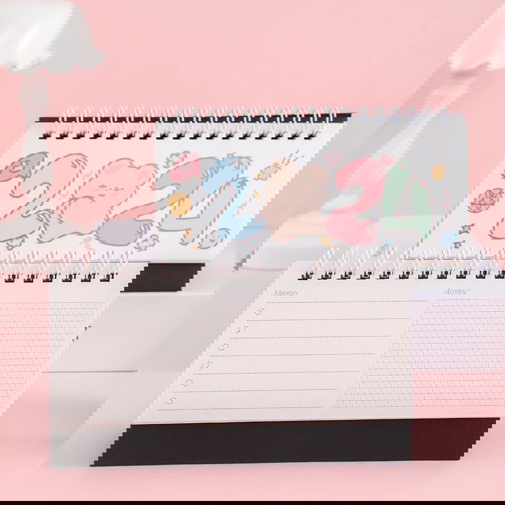 1 pc Cute Cartoon 2024 Desk Calendar Standing Flip Desktop For Planning Organizing Daily Monthly Schedule Home School Stationery - Slobuy