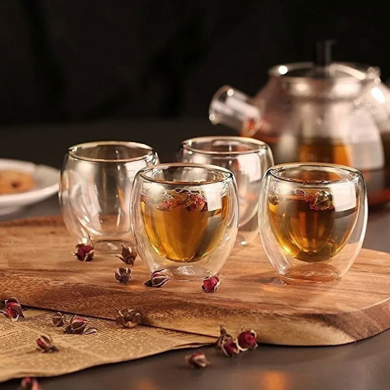 1 pcs Heat-resistant Double Wall Glass Cup Beer Espresso Coffee Cup Set Handmade Beer Mug Tea glass Whiskey Glass Cups Drinkware - Slobuy