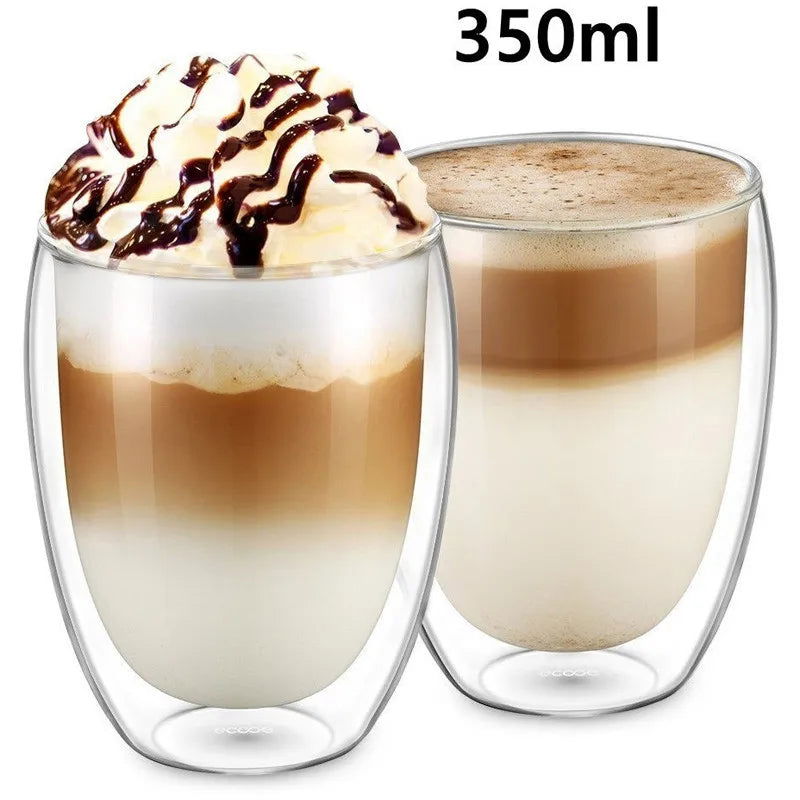 1 pcs Heat-resistant Double Wall Glass Cup Beer Espresso Coffee Cup Set Handmade Beer Mug Tea glass Whiskey Glass Cups Drinkware - Slobuy