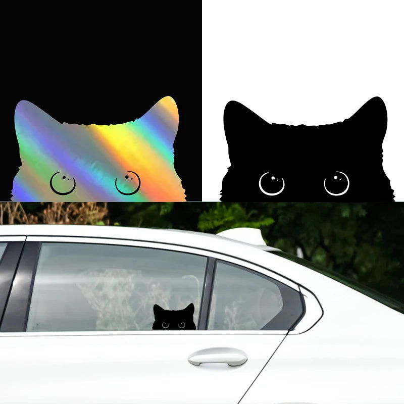 1 piece Hot  Car Sticker Accessories Poor Cat Is Stealing with Big Eyes Watch Vinyl Car Styling Cover Waterproof  PVC - Slobuy