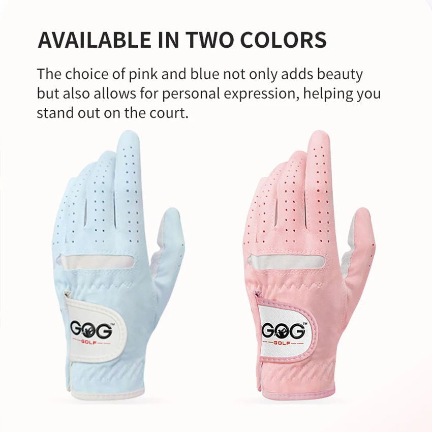 1pair GOG GOLF GLOVES BLUE Professional Breathable Sky Blue soft Fabric For women left and right hand free shipping - Slobuy