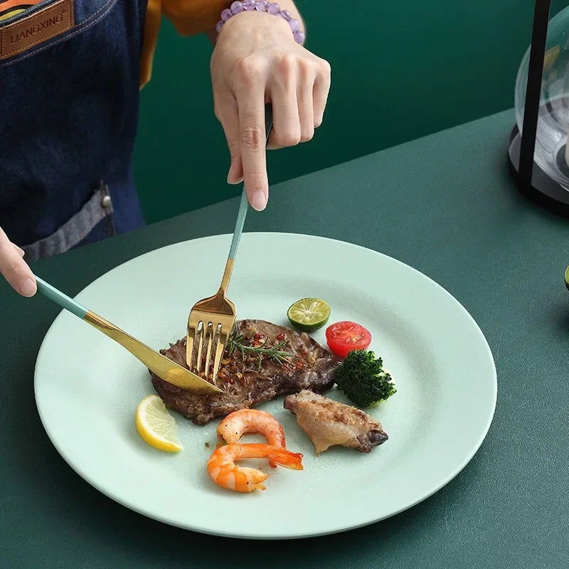 1pc 28cm Wheat Straw Dinner Plates Pizza Plate Steak Dish Western Food Large Plate Dessert Plate Dishes    Kitchen - Slobuy