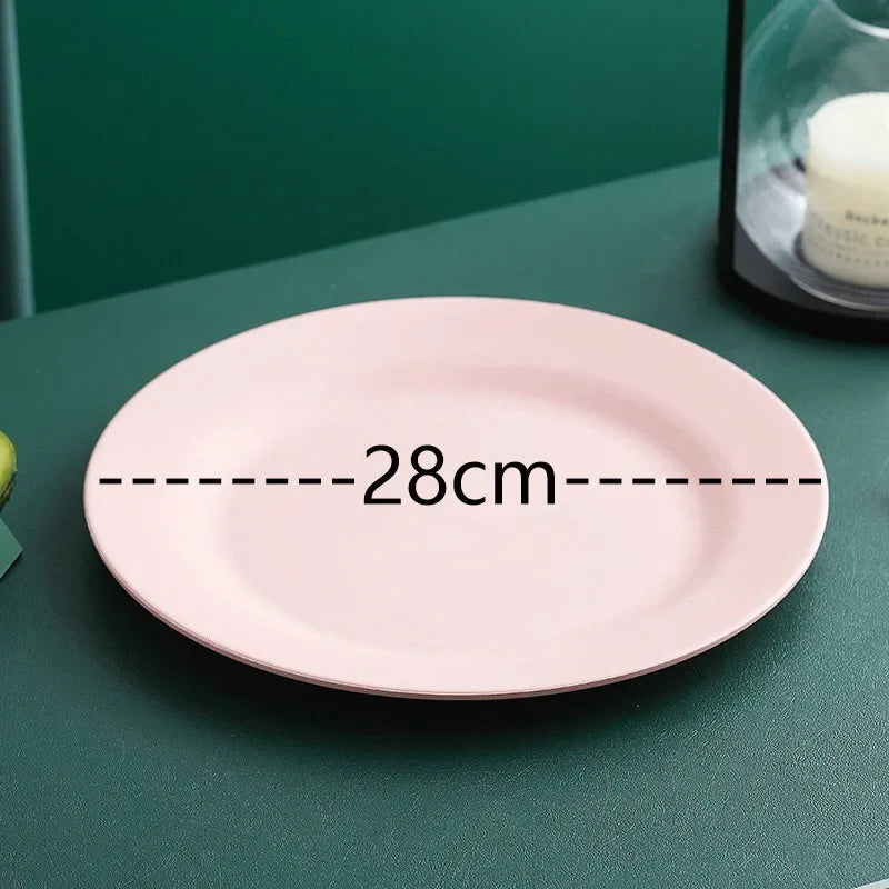 1pc 28cm Wheat Straw Dinner Plates Pizza Plate Steak Dish Western Food Large Plate Dessert Plate Dishes    Kitchen - Slobuy