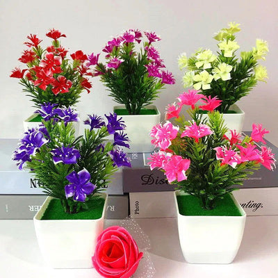 1pc Artificial Plants Bonsai Small Flowers Pot Fake Plant Potted Ornaments For Home Room Table Decoration Hotel Garden Decor - Slobuy
