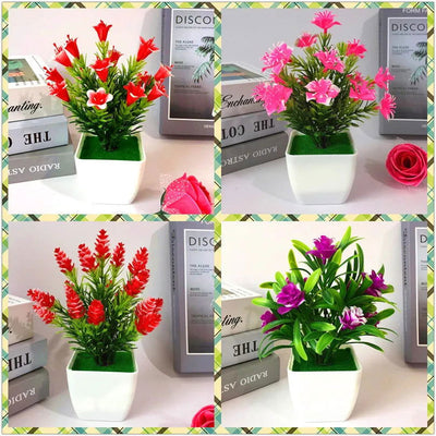 1pc Artificial Plants Bonsai Small Flowers Pot Fake Plant Potted Ornaments For Home Room Table Decoration Hotel Garden Decor - Slobuy