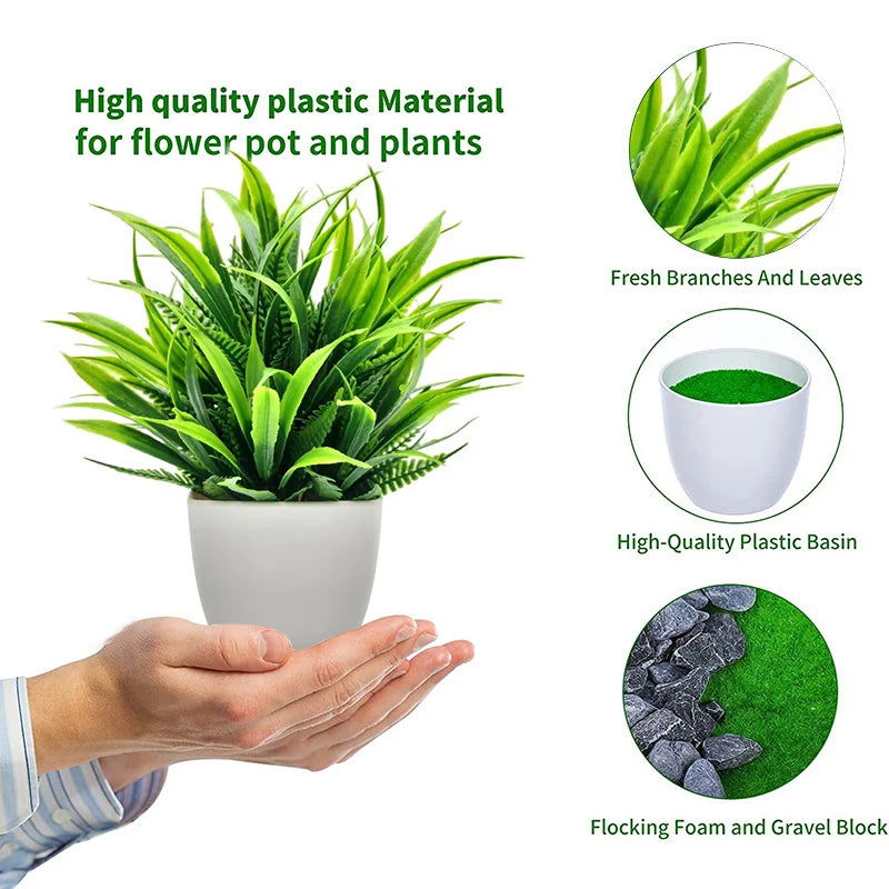 1pc Artificial Plants with Plastics Pots Perfect Greenery for Home DecorationsOffice Desk Living Room and Bedroom Decoration - Slobuy