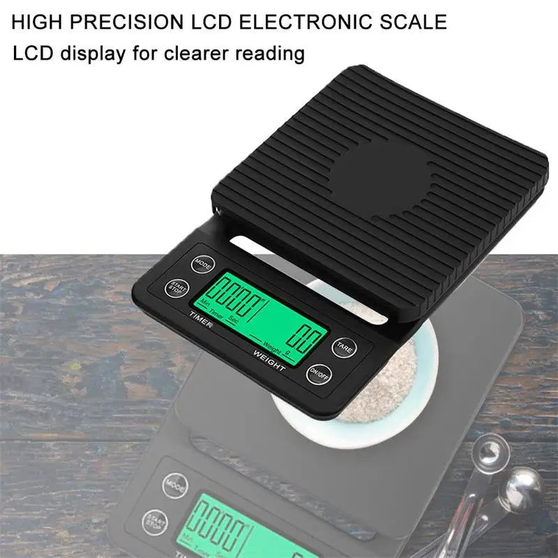 1pc Black Precision Coffee Dropping Scale 0.1g Coffee Dropping Scale With Timer Digital Kitchen Scale High Precision LCD Scale - Slobuy