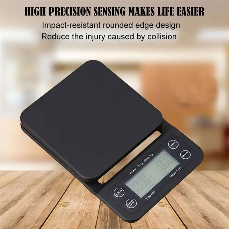 1pc Black Precision Coffee Dropping Scale 0.1g Coffee Dropping Scale With Timer Digital Kitchen Scale High Precision LCD Scale - Slobuy