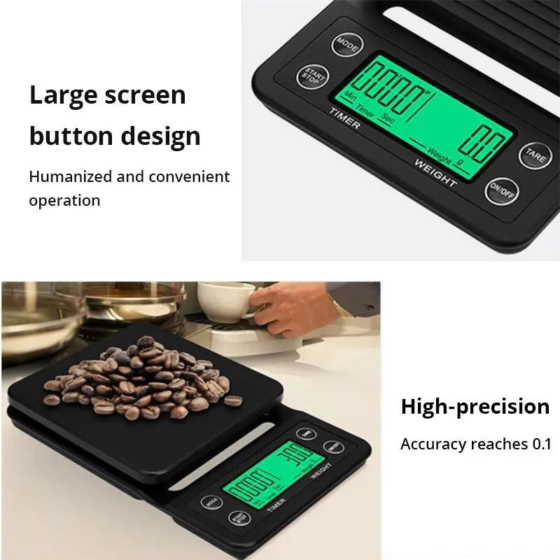 1pc Black Precision Coffee Dropping Scale 0.1g Coffee Dropping Scale With Timer Digital Kitchen Scale High Precision LCD Scale - Slobuy