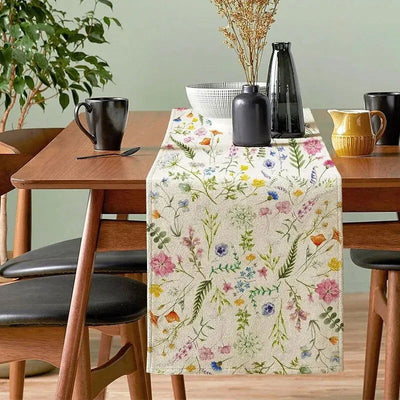 1pc Bloom Flowers Tulip Summer Table Runner13"x72"SeasonaWedding Holiday Kitchen Dining Table Decoration, Home Party IndoorDecor - Slobuy