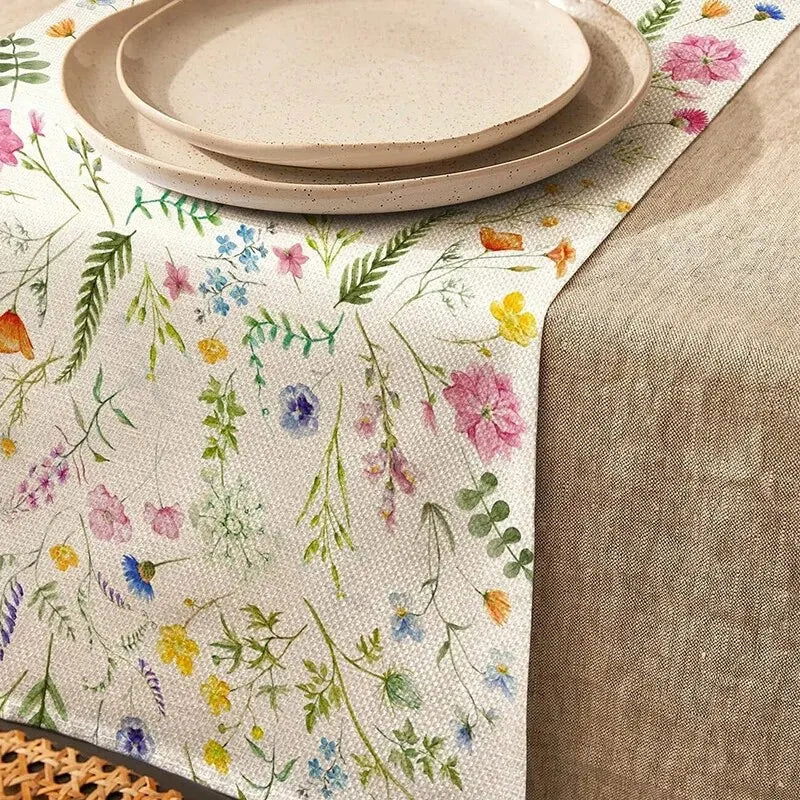 1pc Bloom Flowers Tulip Summer Table Runner13"x72"SeasonaWedding Holiday Kitchen Dining Table Decoration, Home Party IndoorDecor - Slobuy