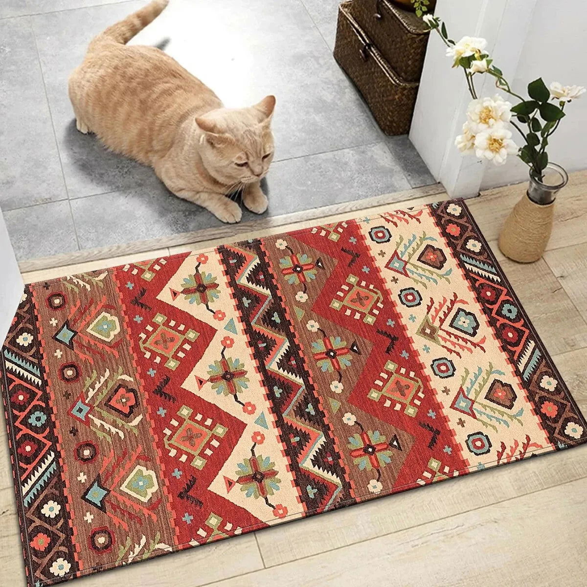 1pc Bohemia Persian Pattern Anti-fatigue Kitchen Mat Doormat Bathroom Rugs Floor Mat - Slobuy
