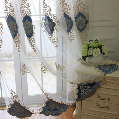 1pc Boho Embroidered Gauze Curtain - Sun Protection and Breathable Living Room and Bedroom Decor - Slobuy