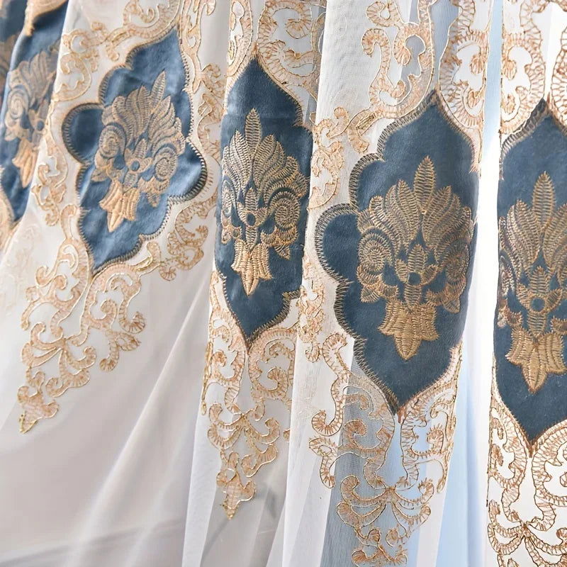 1pc Boho Embroidered Gauze Curtain - Sun Protection and Breathable Living Room and Bedroom Decor - Slobuy