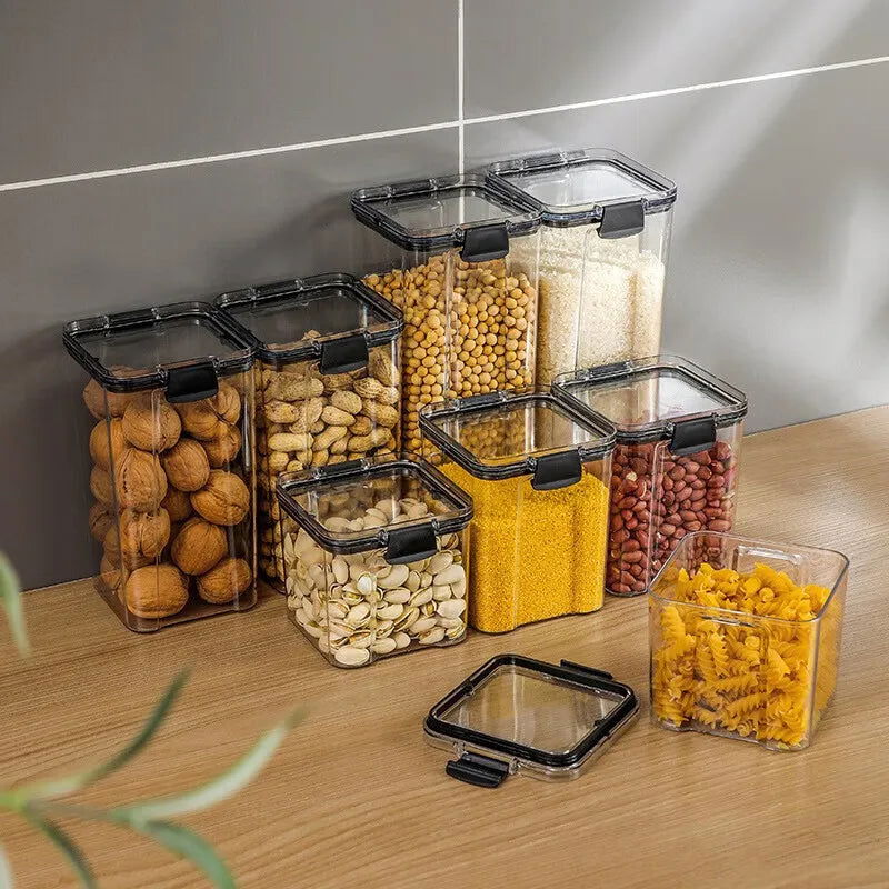 1pc Clear Food Storage Box,Food Storage Container With Lid, Plastic Kitchen And Pantry Organization Canisters - Slobuy