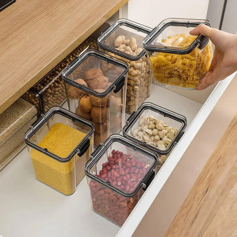 1pc Clear Food Storage Box,Food Storage Container With Lid, Plastic Kitchen And Pantry Organization Canisters - Slobuy