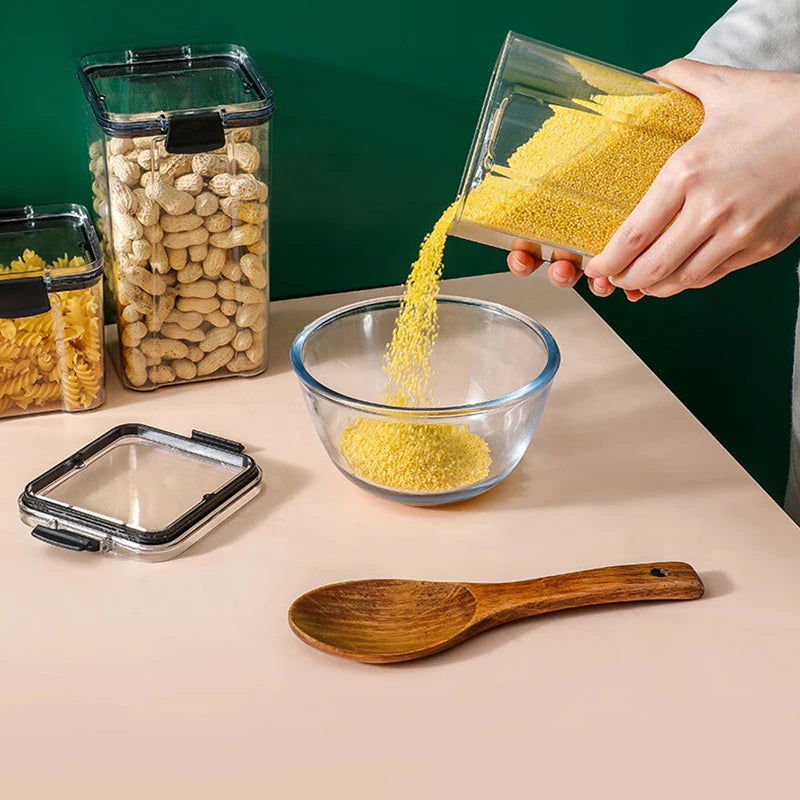 1pc Clear Food Storage Box,Food Storage Container With Lid, Plastic Kitchen And Pantry Organization Canisters - Slobuy