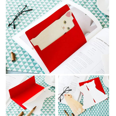 1pc Cute 3D Cat Greeting Cards Christmas Greeting Blessing Cards with Envelopes Wedding Invitations открытка на свадьбу - Slobuy