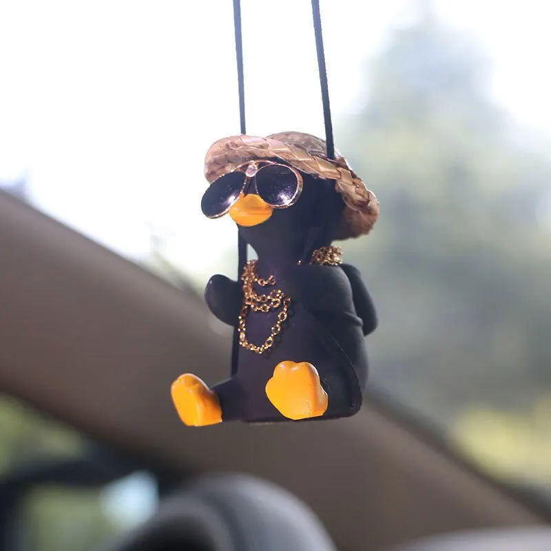 1pc Cute Car Charm Hanging Ornament Cool Swinging Duck Car Accessories for Teens - Slobuy