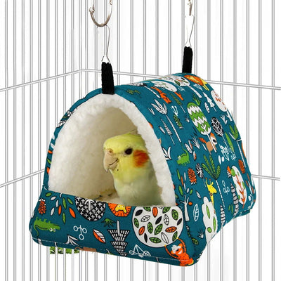 1pc Cute Print Bird Bed Mini Cage Rabbit Squirrel Mat Guinea Pig Nest Hamster House Small Animal Sleeping Bed Pet Hanging Cage - Slobuy