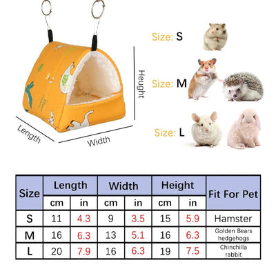 1pc Cute Print Bird Bed Mini Cage Rabbit Squirrel Mat Guinea Pig Nest Hamster House Small Animal Sleeping Bed Pet Hanging Cage - Slobuy