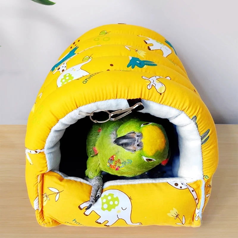 1pc Cute Print Bird Bed Mini Cage Rabbit Squirrel Mat Guinea Pig Nest Hamster House Small Animal Sleeping Bed Pet Hanging Cage - Slobuy