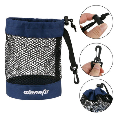 1pc Golf Ball Bag, Mesh Nylon Storage Ball Bag,Drawstring Holder, with Hanging Plastic Clip,Convenient To Hang On Golf Bag - Slobuy