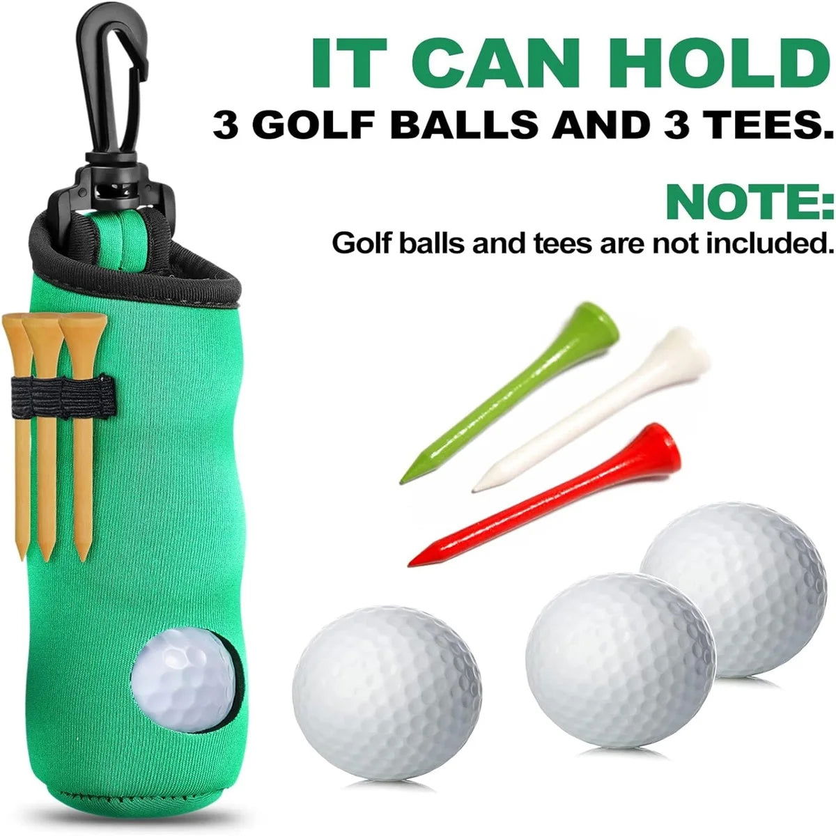 1pc Golf Tee Holder, Golf Ball Carry Bag Pouch Golf Ball Holder Keychain Belt Clip, Golf Gifts Accessories - Slobuy